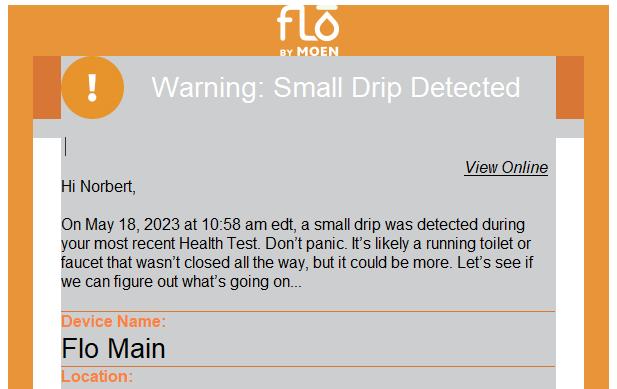 Warning: Small leak detected