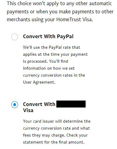 PayPal automatic payment conversion option