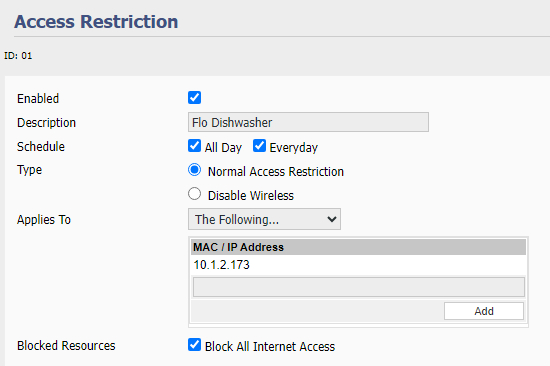 Router Access Restriction